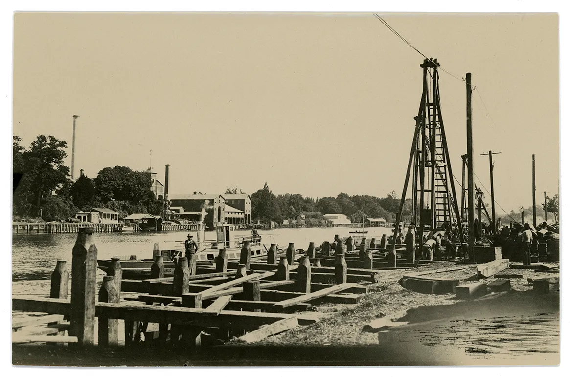 Construcción del malecón de madera - Ciudad de Valdivia, 1894