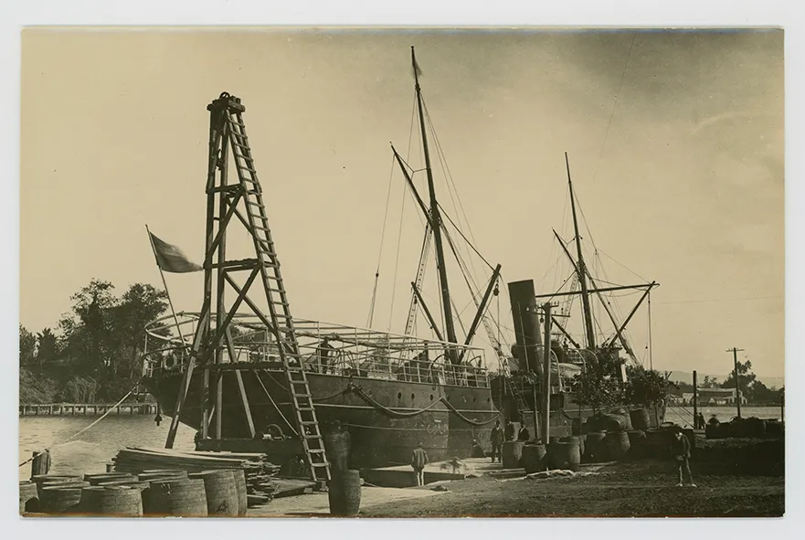 Vapor en Malecon de madera - Ciudad de Valdivia, 1890