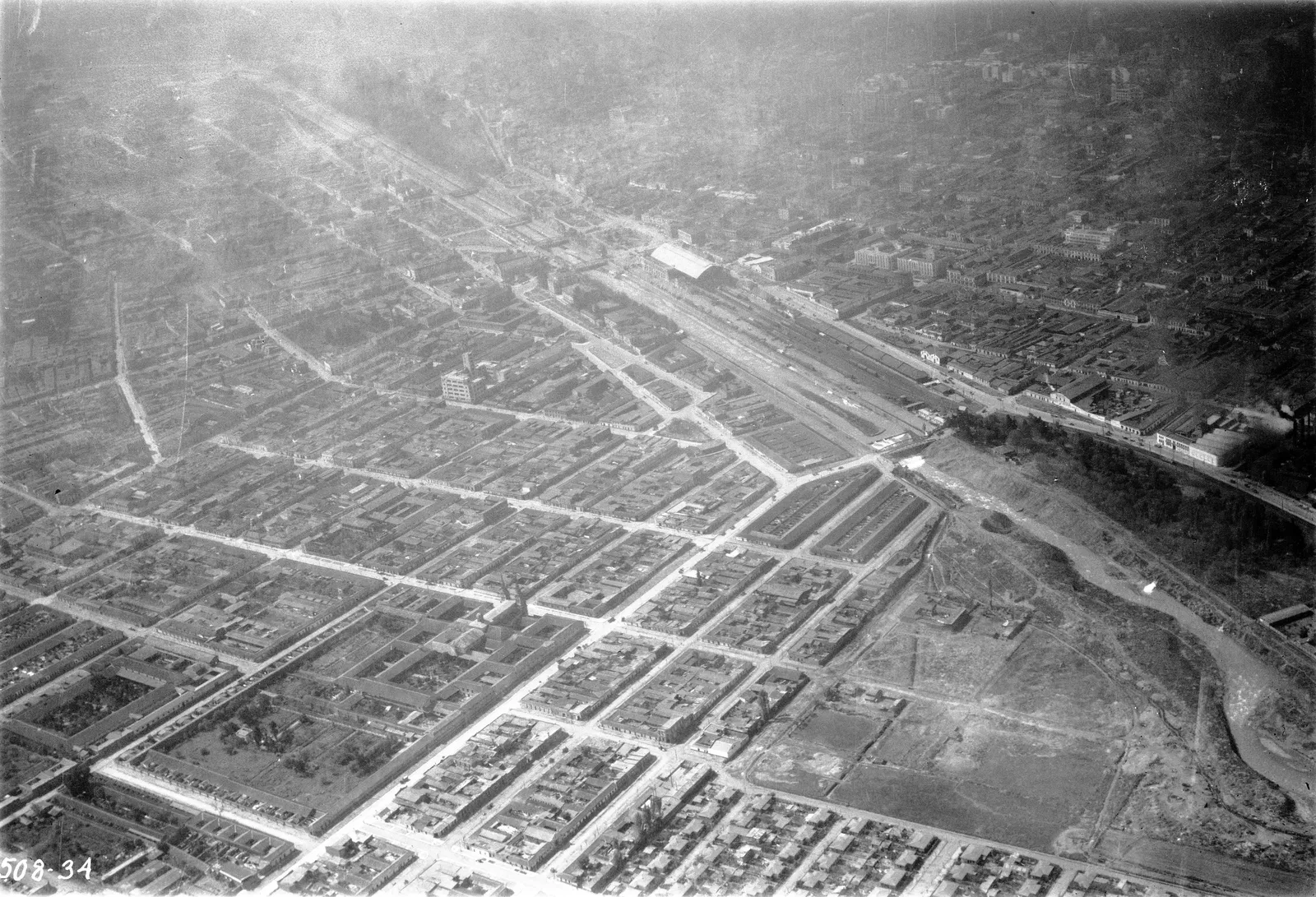 Vista aérea de Santiago 1937.