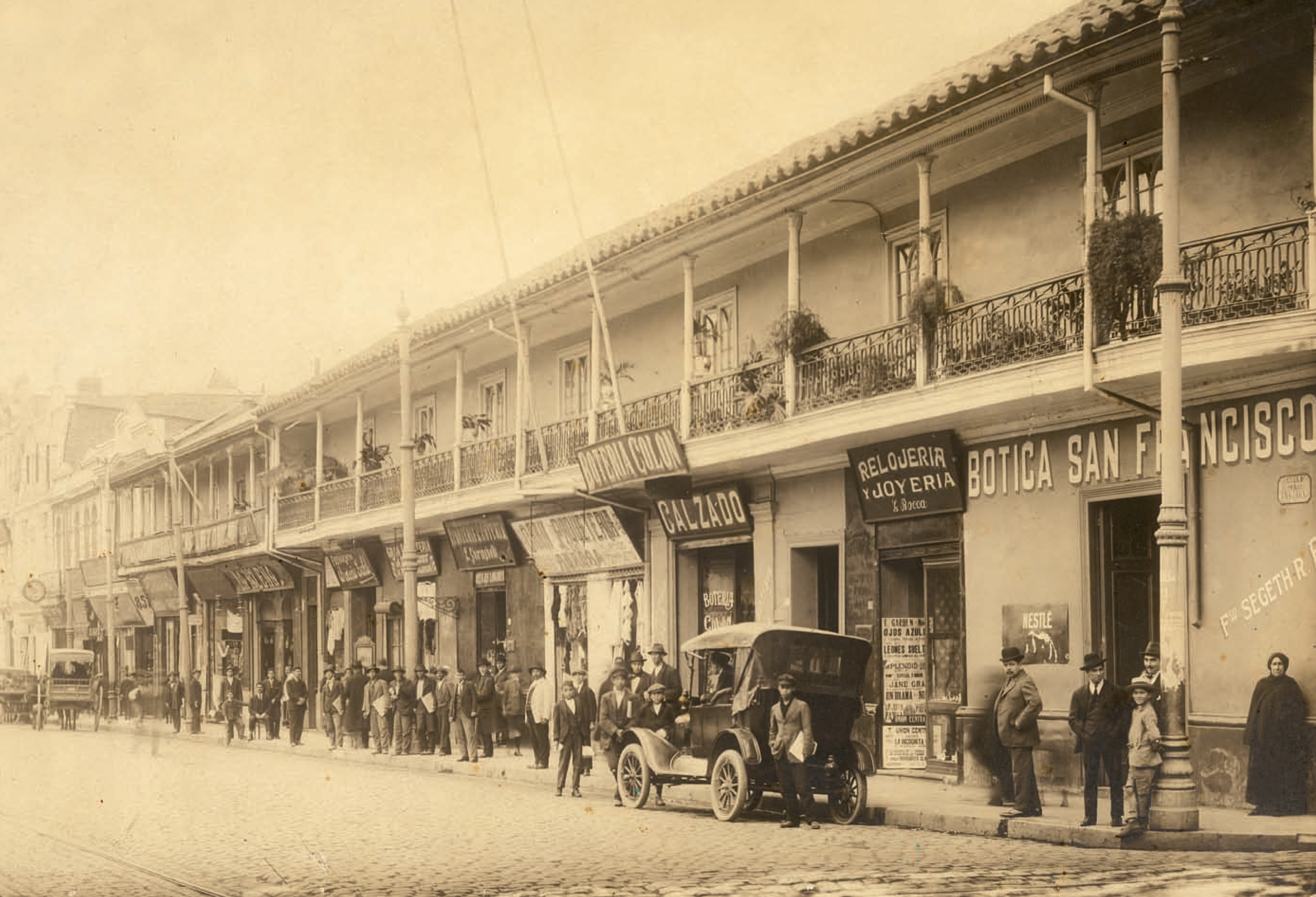 Comercio en la Alameda de Santiago año 1910