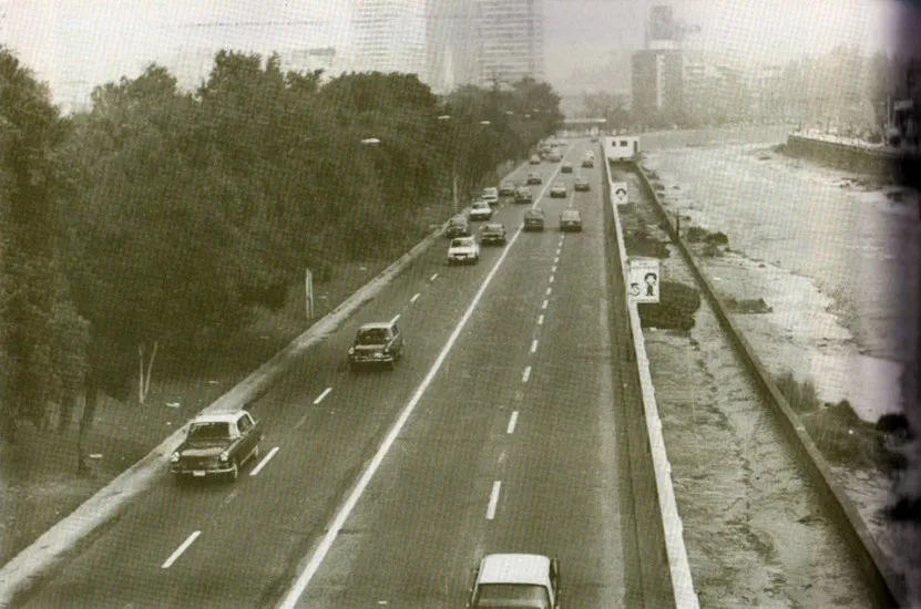Costanera Andrés Bello de Santiago en 1982