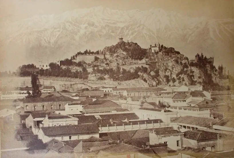 Vista del Cerro Santa Lucía en 1883
