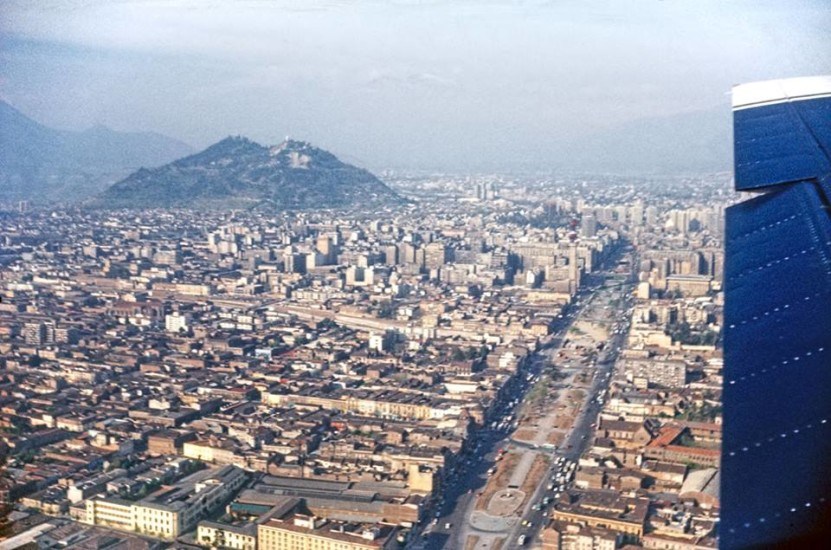 Vista aérea centro de Santiago en los 70s