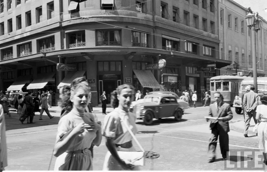 Centro de Santiago en año 1950