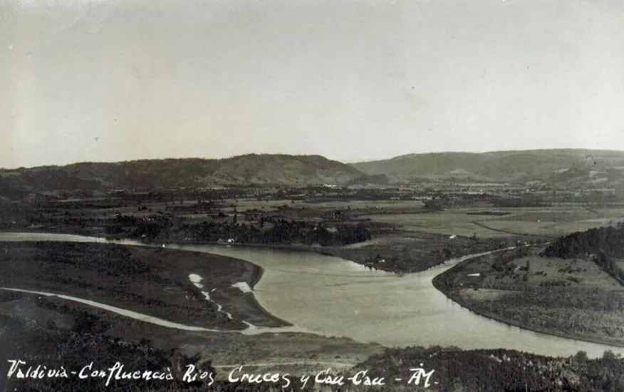 Confluencia del Río Cruces y Cau Cau, de Valdivia en 1940