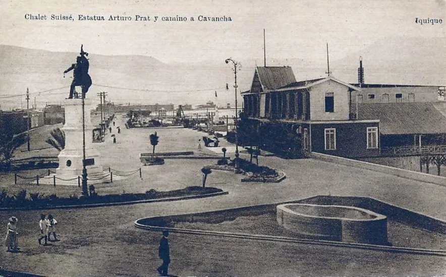 Chalet Suisse, Estatua Arturo Prat y camino a Cavancha circa 1907