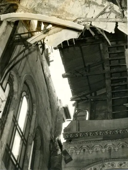 Daños de la Catedral de Ancud, post Terremoto de 1960.