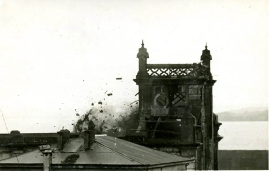 Demolición de la Torre de la Catedral de Ancud, 1962