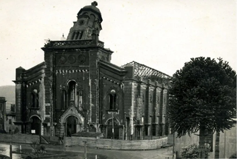 Demolición de la Torre de la Catedral de Ancud, 1961