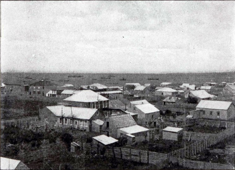Vista de Punta Arenas, alrededor del 1900.