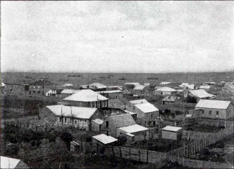 Vista de Punta Arenas, alrededor del 1900.