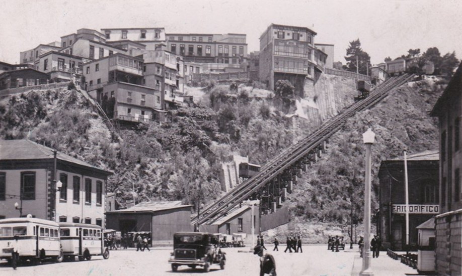 Plaza Wheelwright y Ascensor Artillería circa 1930.