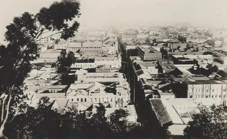Vista de Santiago desde Cerro Santa Lucia en 1920