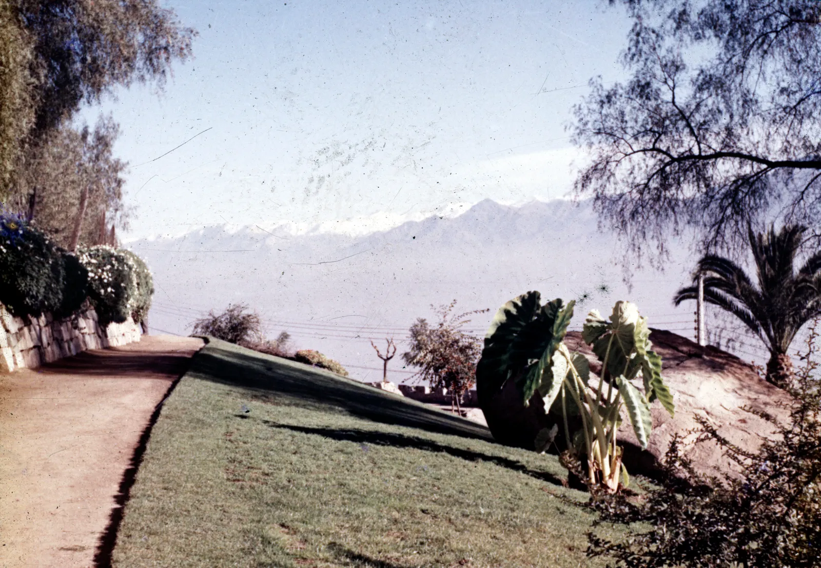 Vista a la Cordillera desde el interior del Cerro San Cristobal, ca. 1960