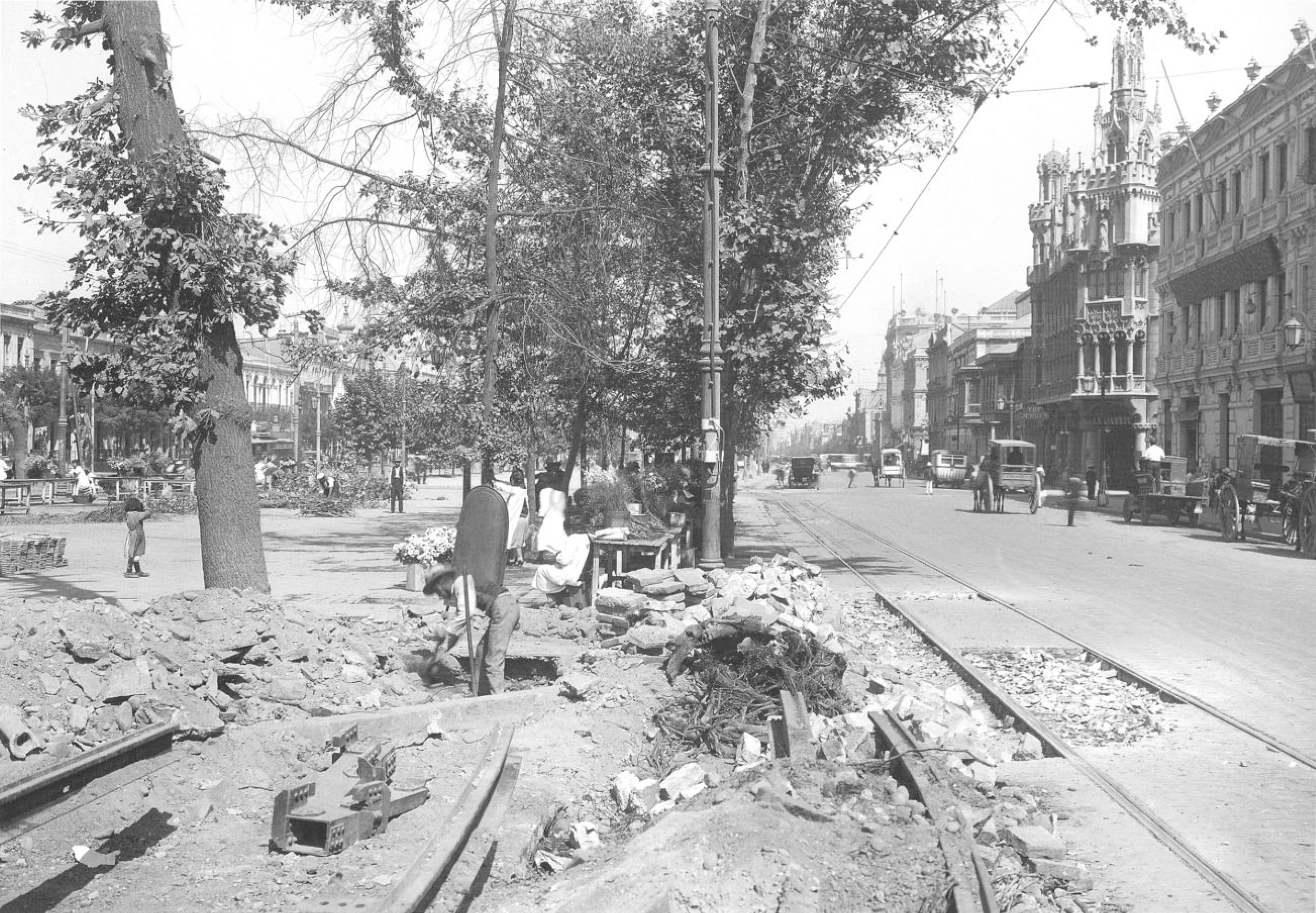 Instalación de líneas de tranvía, 1928