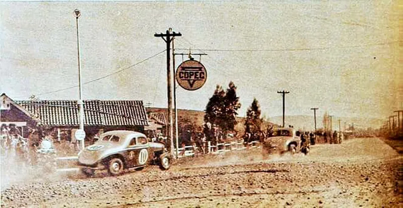 Carrera de autos en Curicó, 1948