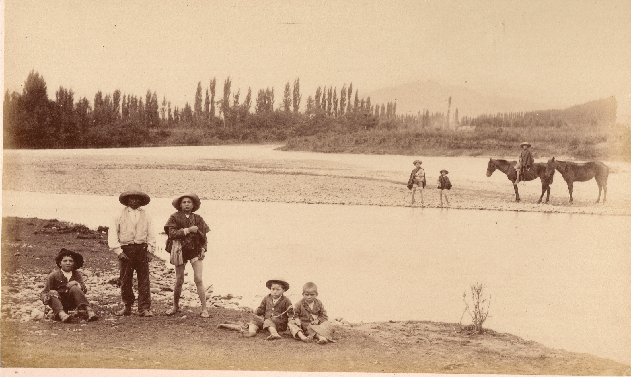 Río Aconcagua y lugareños 1889