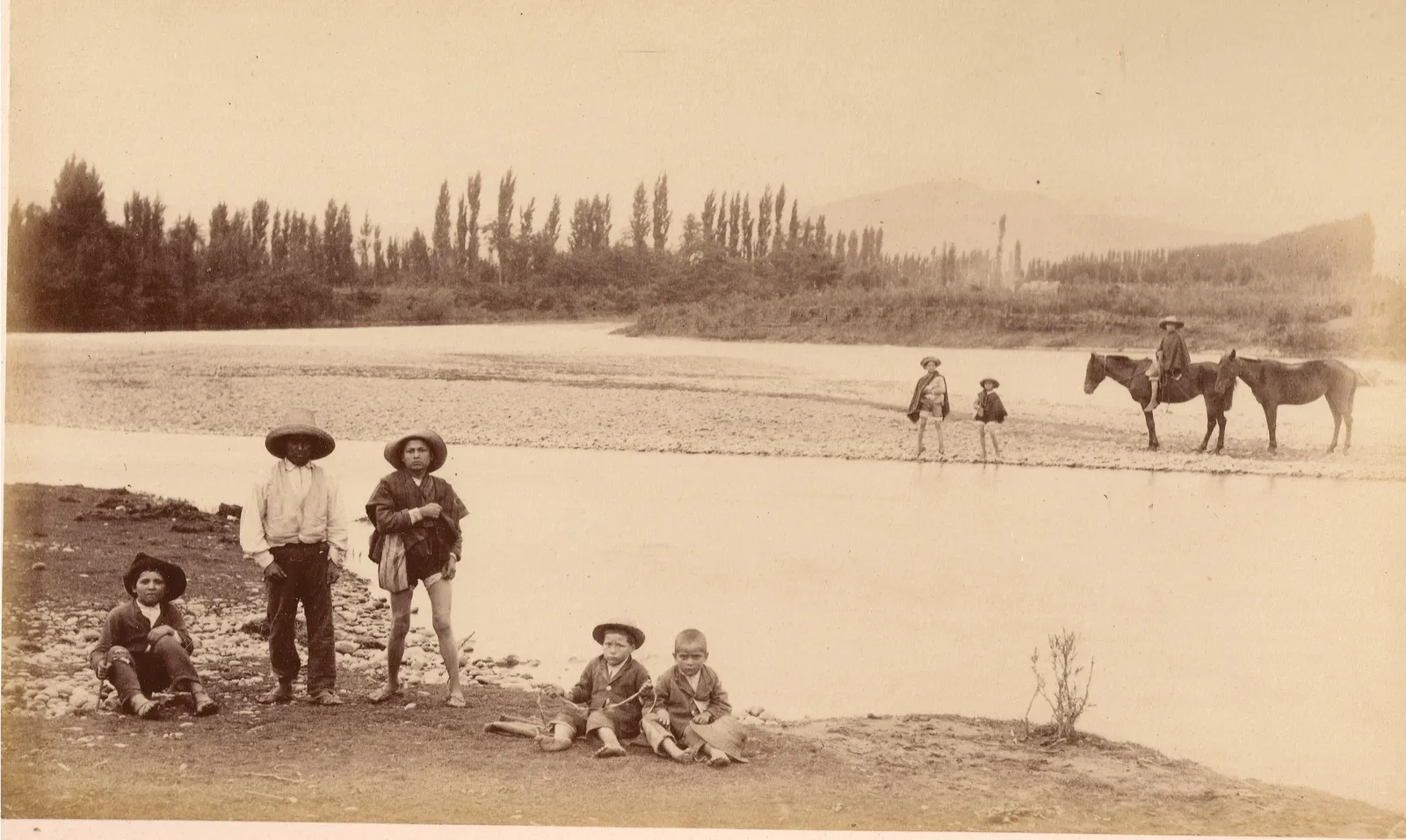 Río Aconcagua y lugareños 1889