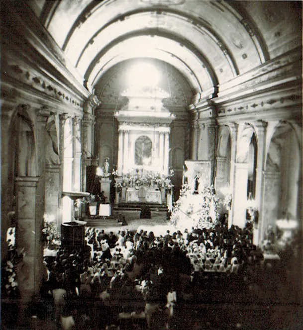 Interior de la Catedral de Rancagua en 1945