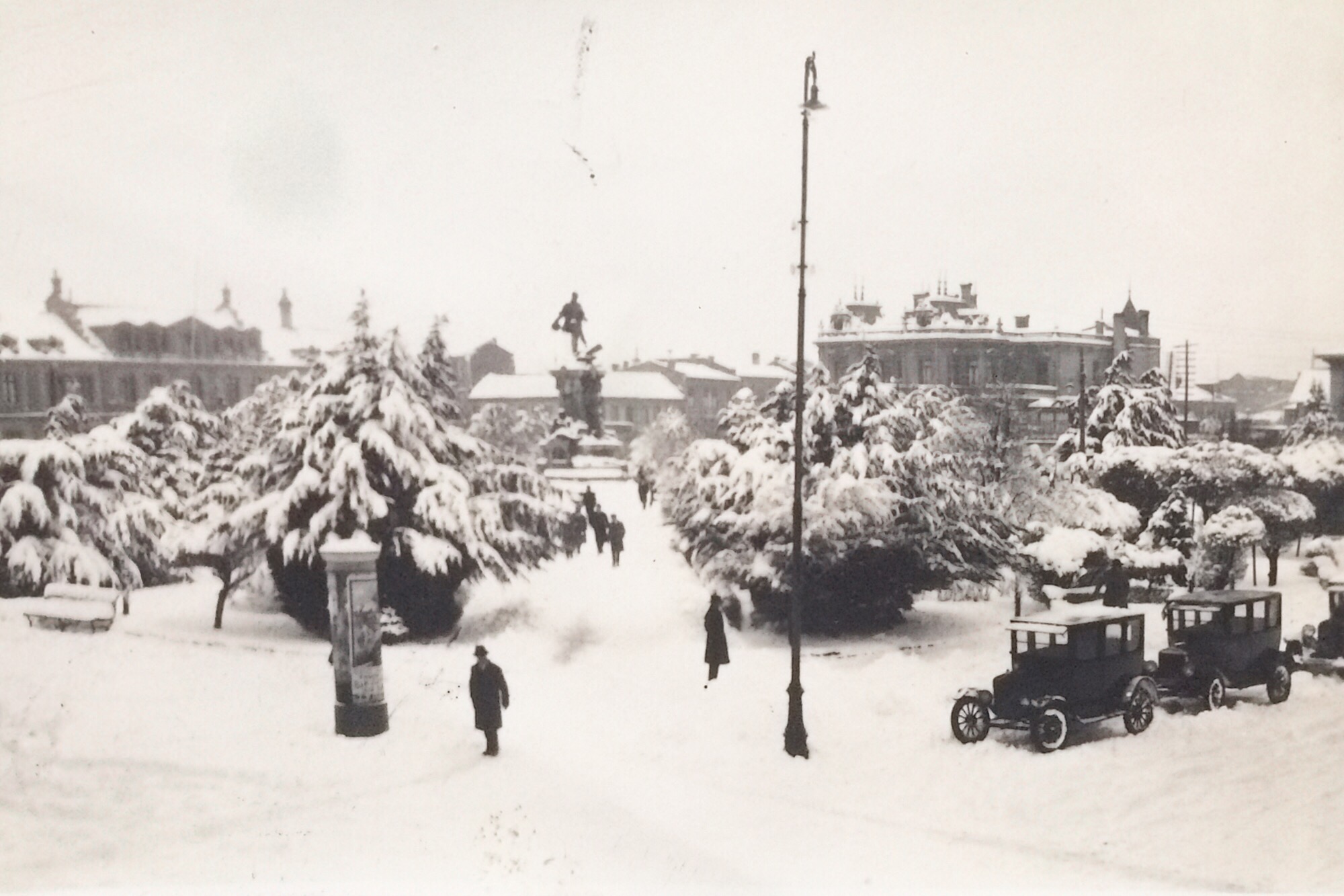 Plaza de Punta Arenas nevada en 1928