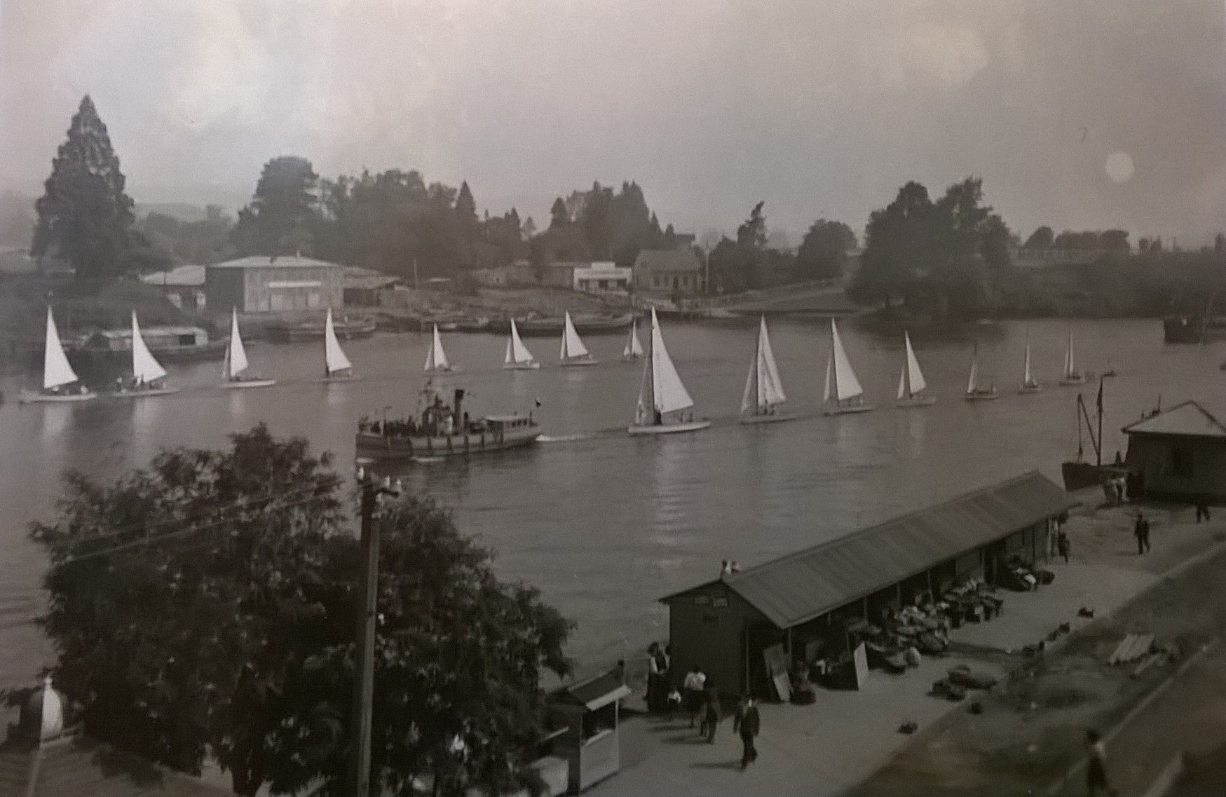 Veleros en el Río Calle Calle en 1930