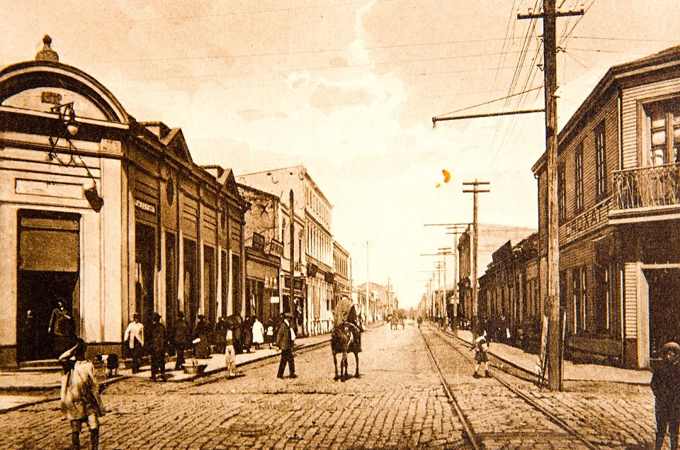 Calle Manuel Montt de Temuco en los años 20s
