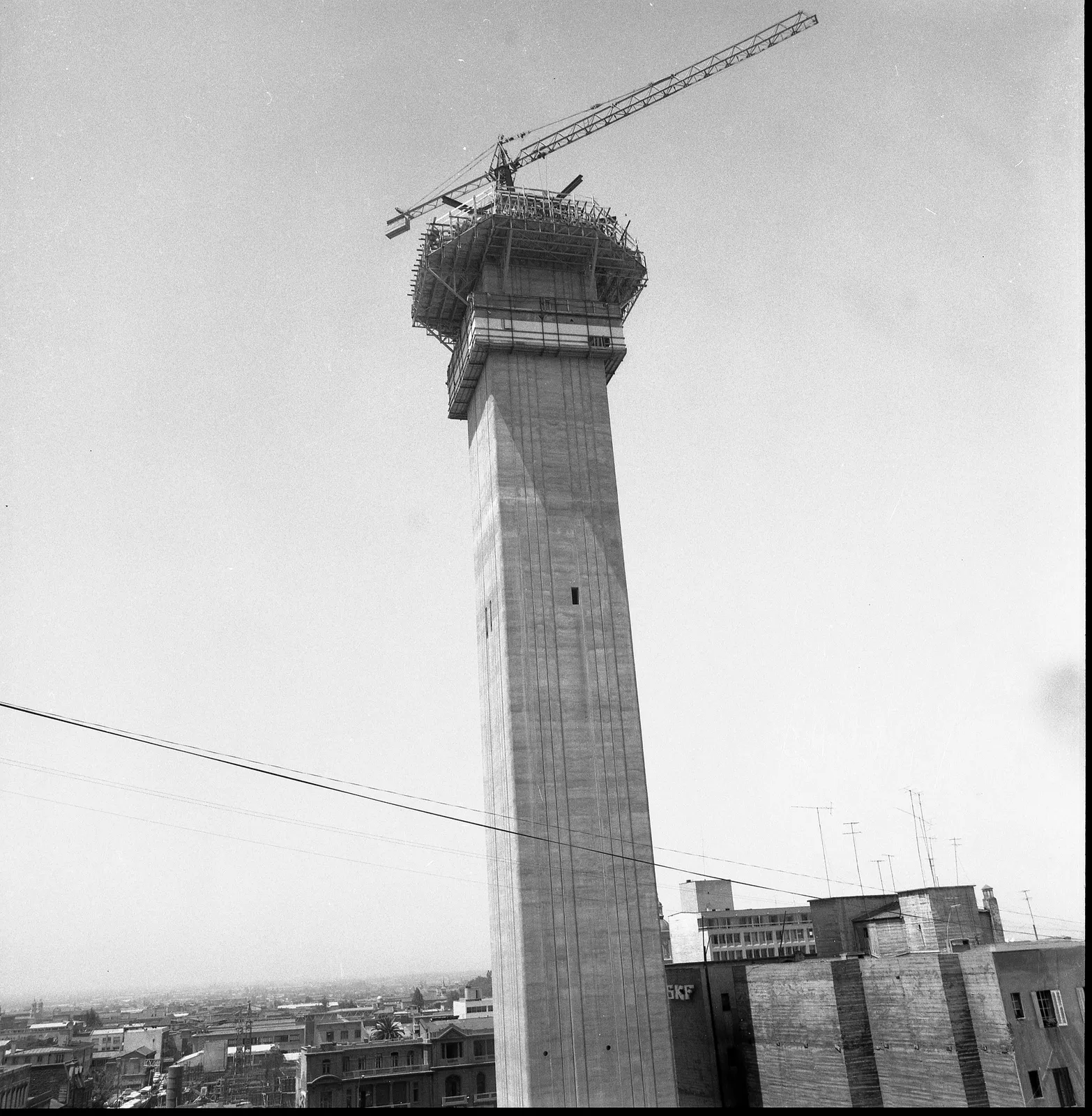 Construcción de la Torre Entel en 1972
