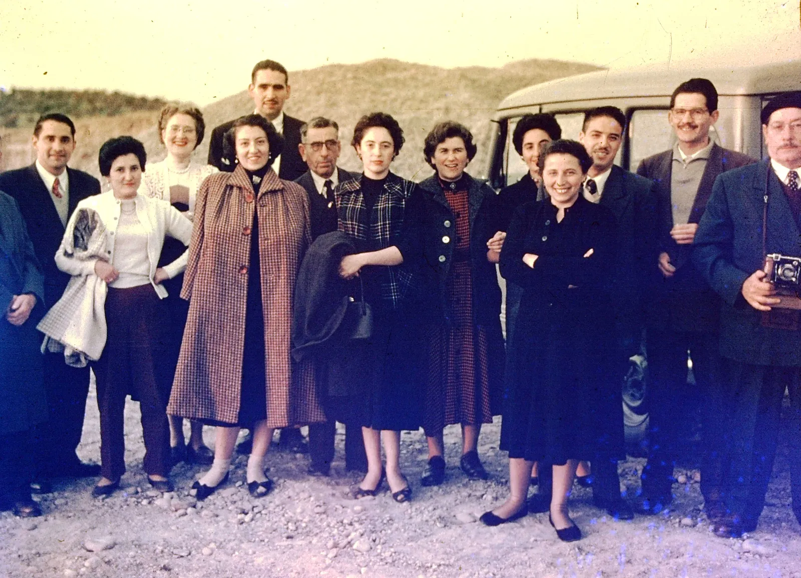 Visita faenas del Cerro Calán en 1958