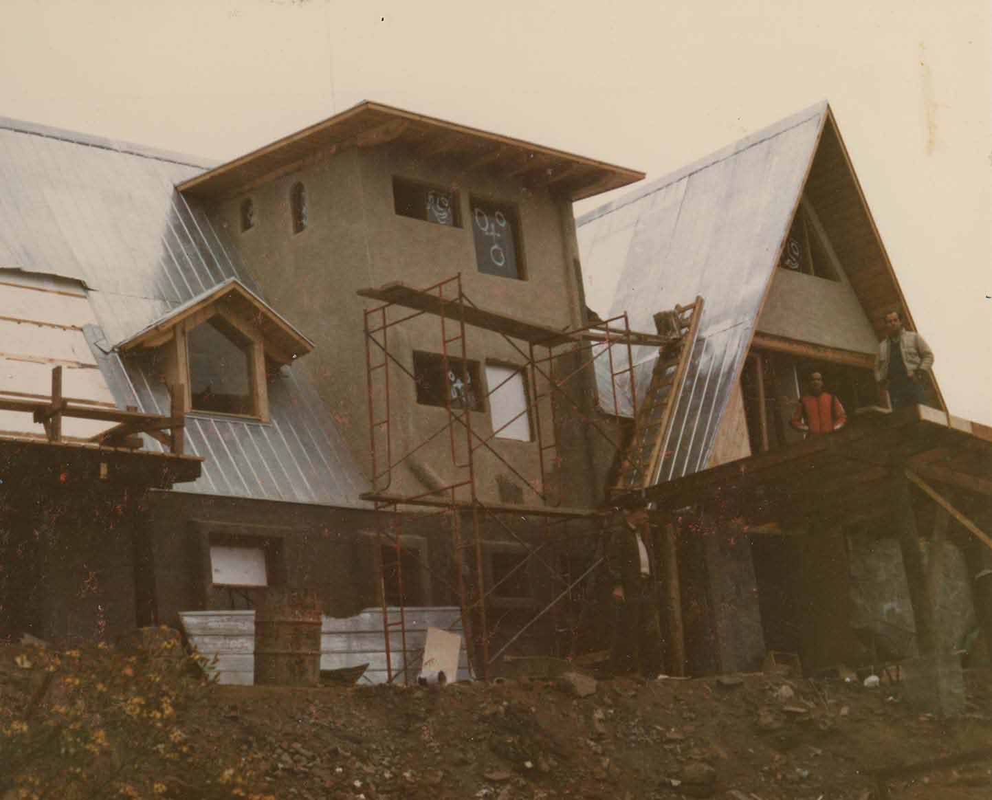 Construcción refugio, La Parva 1979
