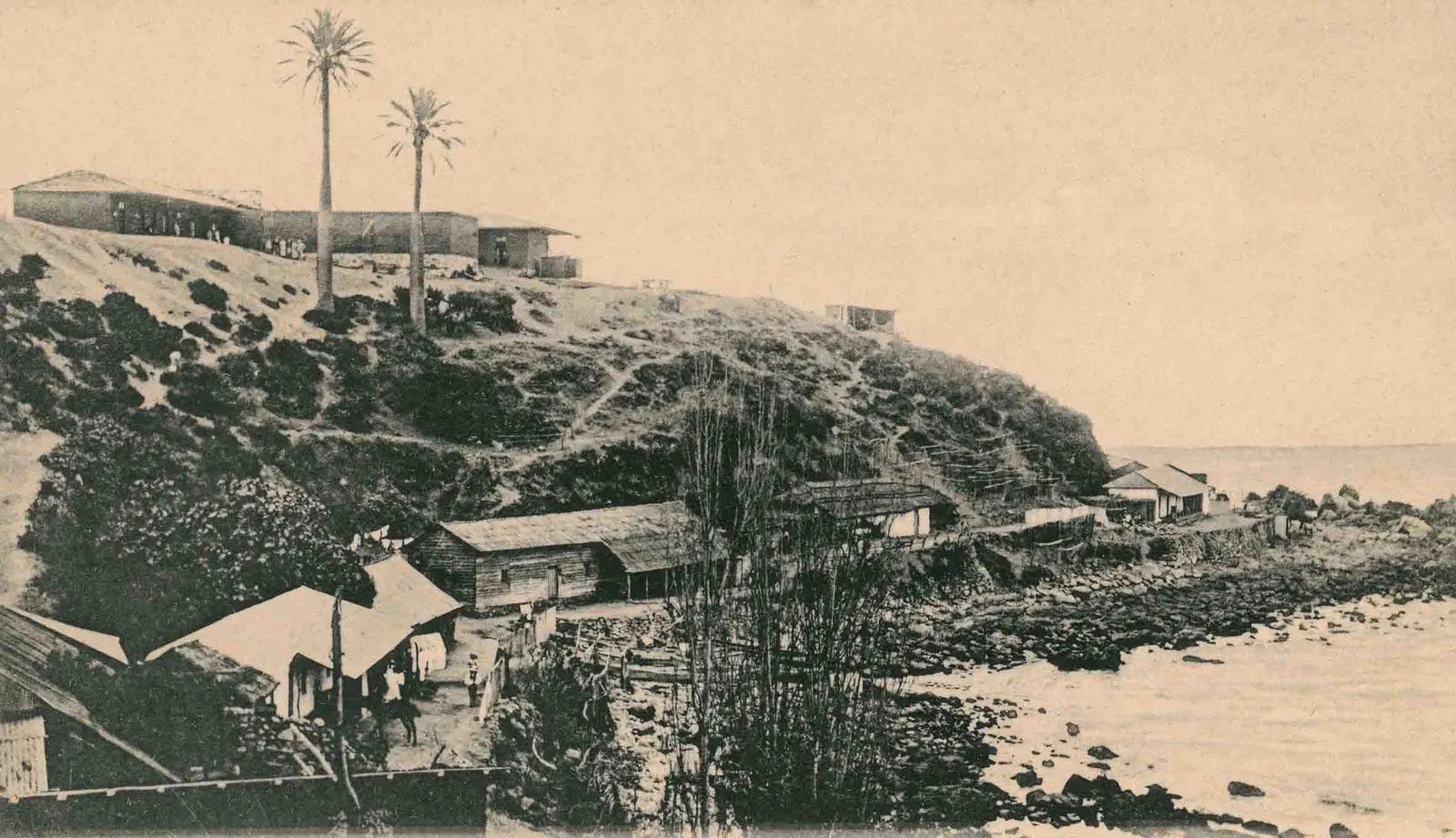 Hotel y casas de pescadores de Concón en 1913