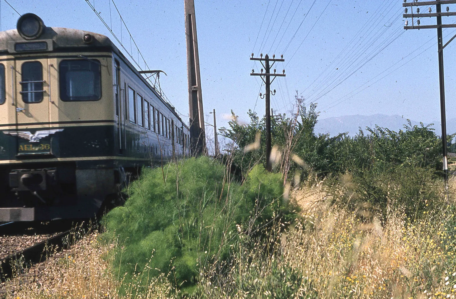 Tren de pasajeros al sur en 1980