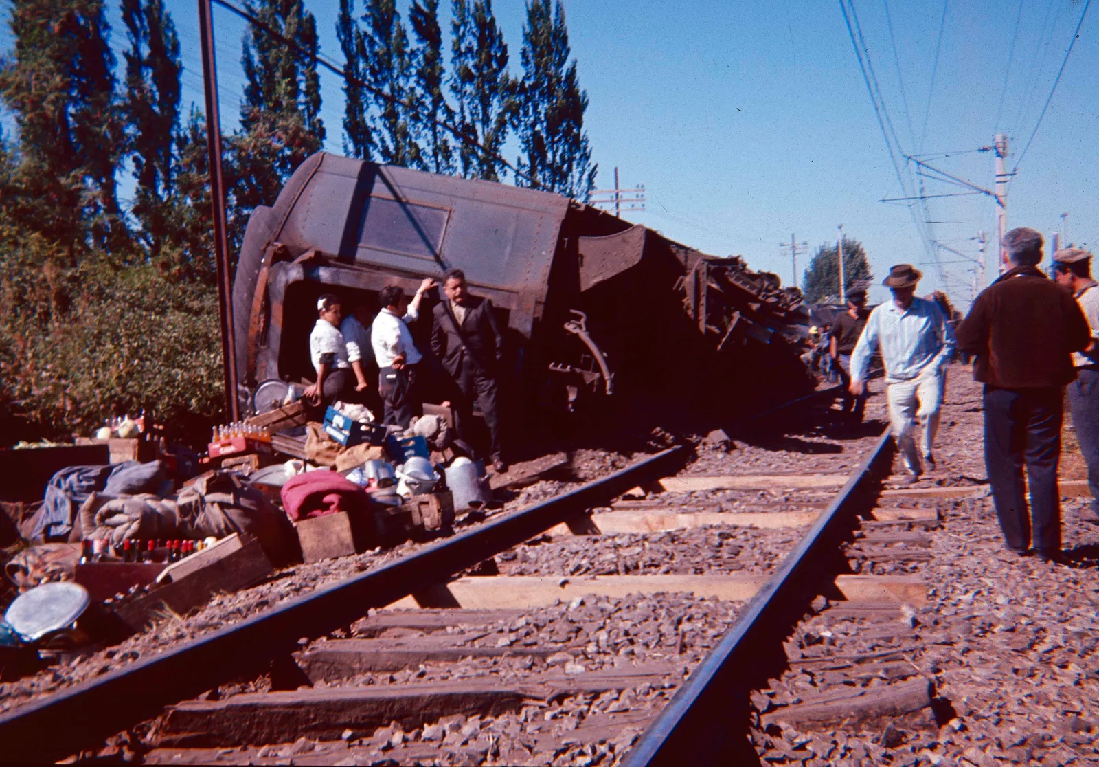 Accidente ferroviario en Teno en los años 60