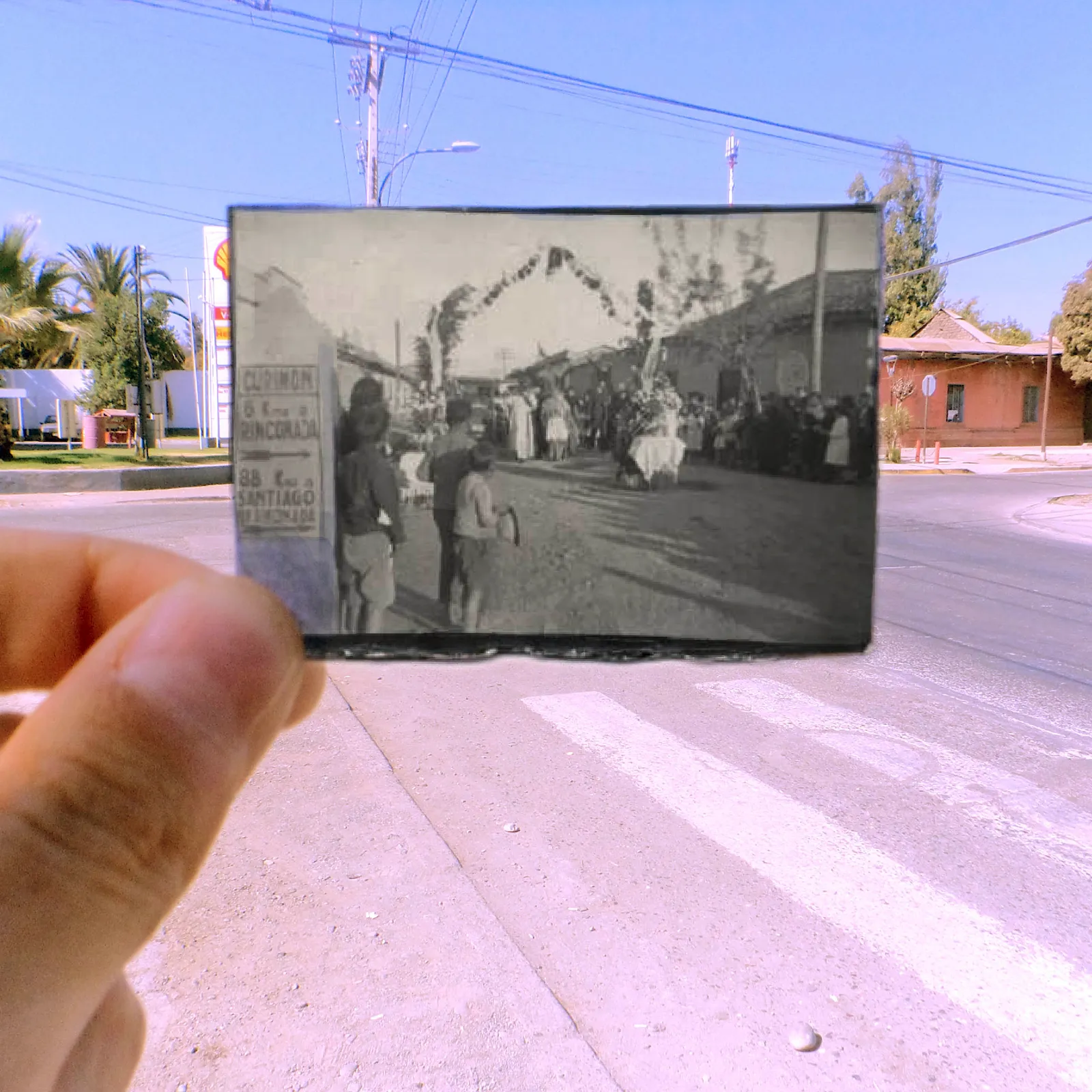 Procesión de San Francisco de Curimón en calle principal, 1930