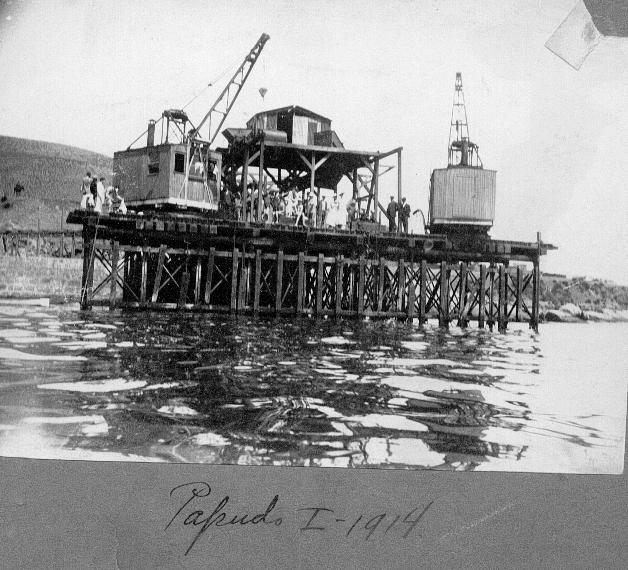 Construcción del muelle de Papudo, 1914