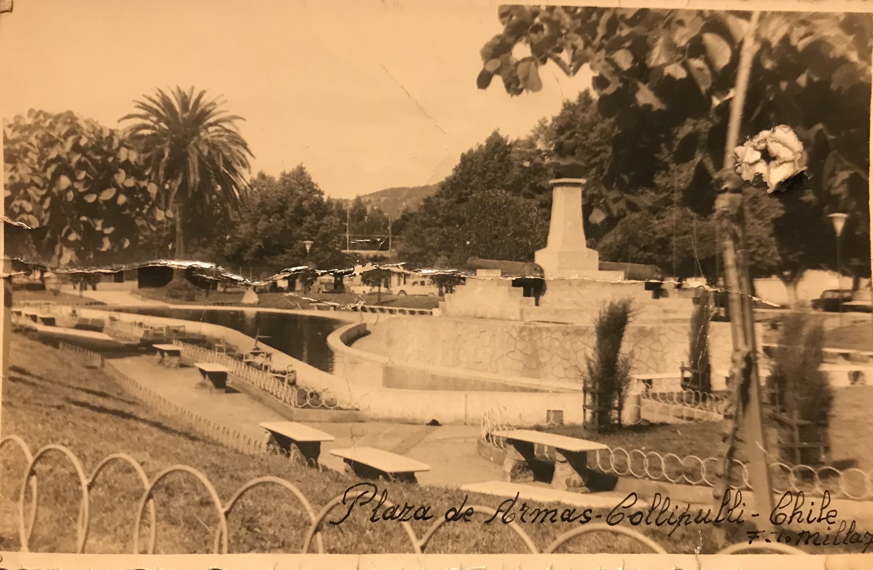 Plaza de armas de Collipulli en 1972