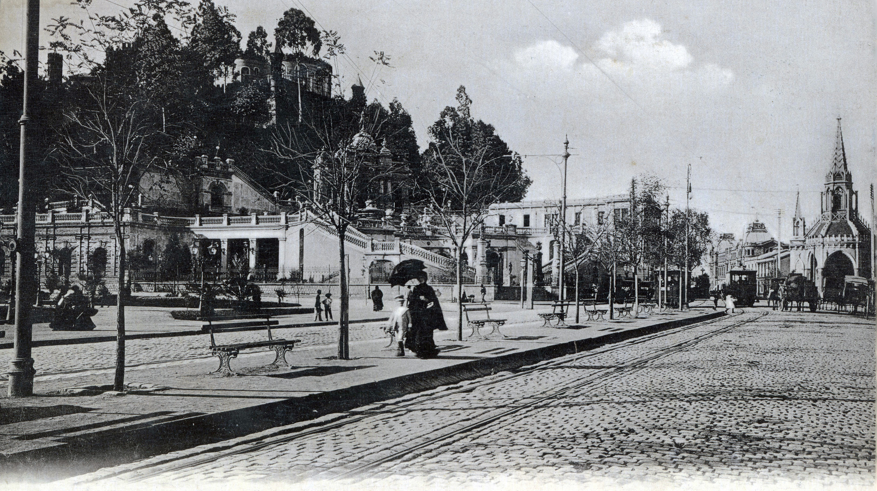 Cerro Santa Lucía y Alameda, Santiago, ca. 1910