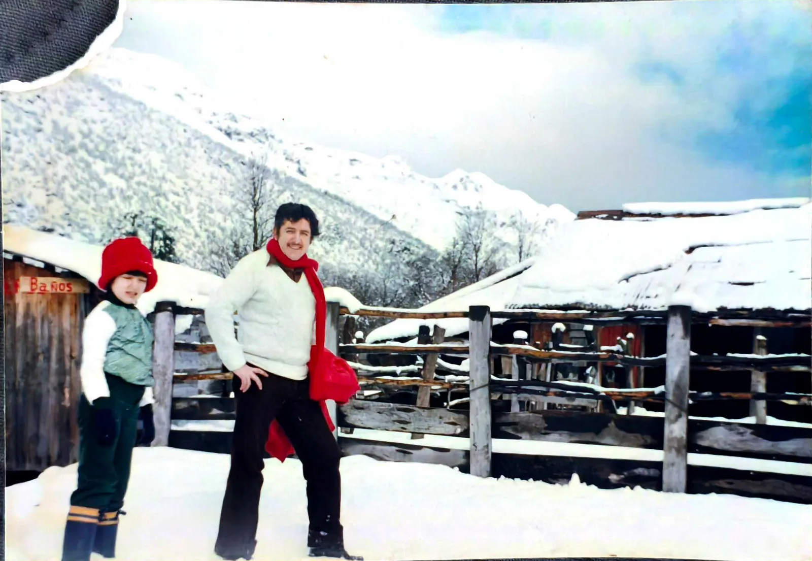 Familia en un nevado Chillán, 1970