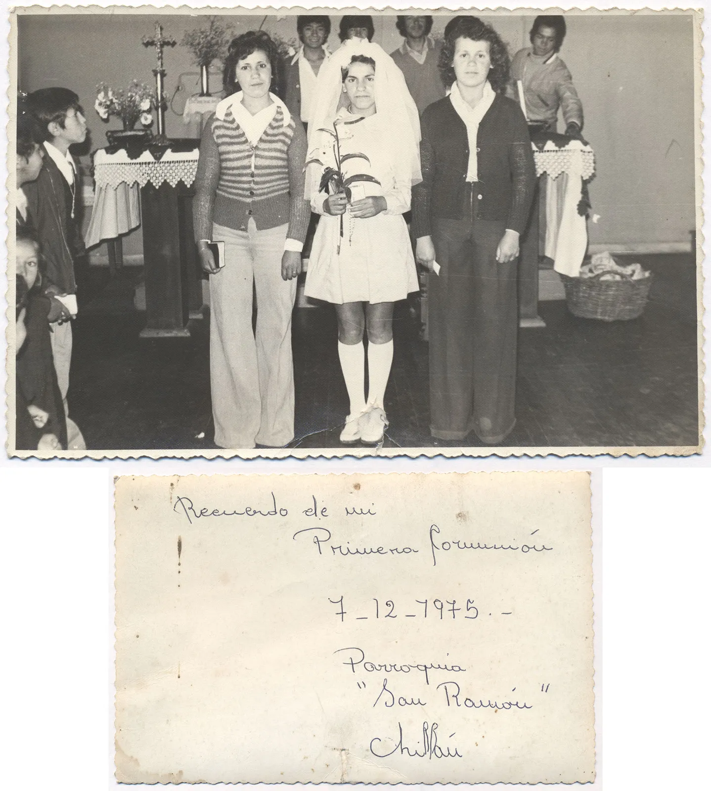 Primera comunión en Parroquia San Ramón, Chillán, 1975