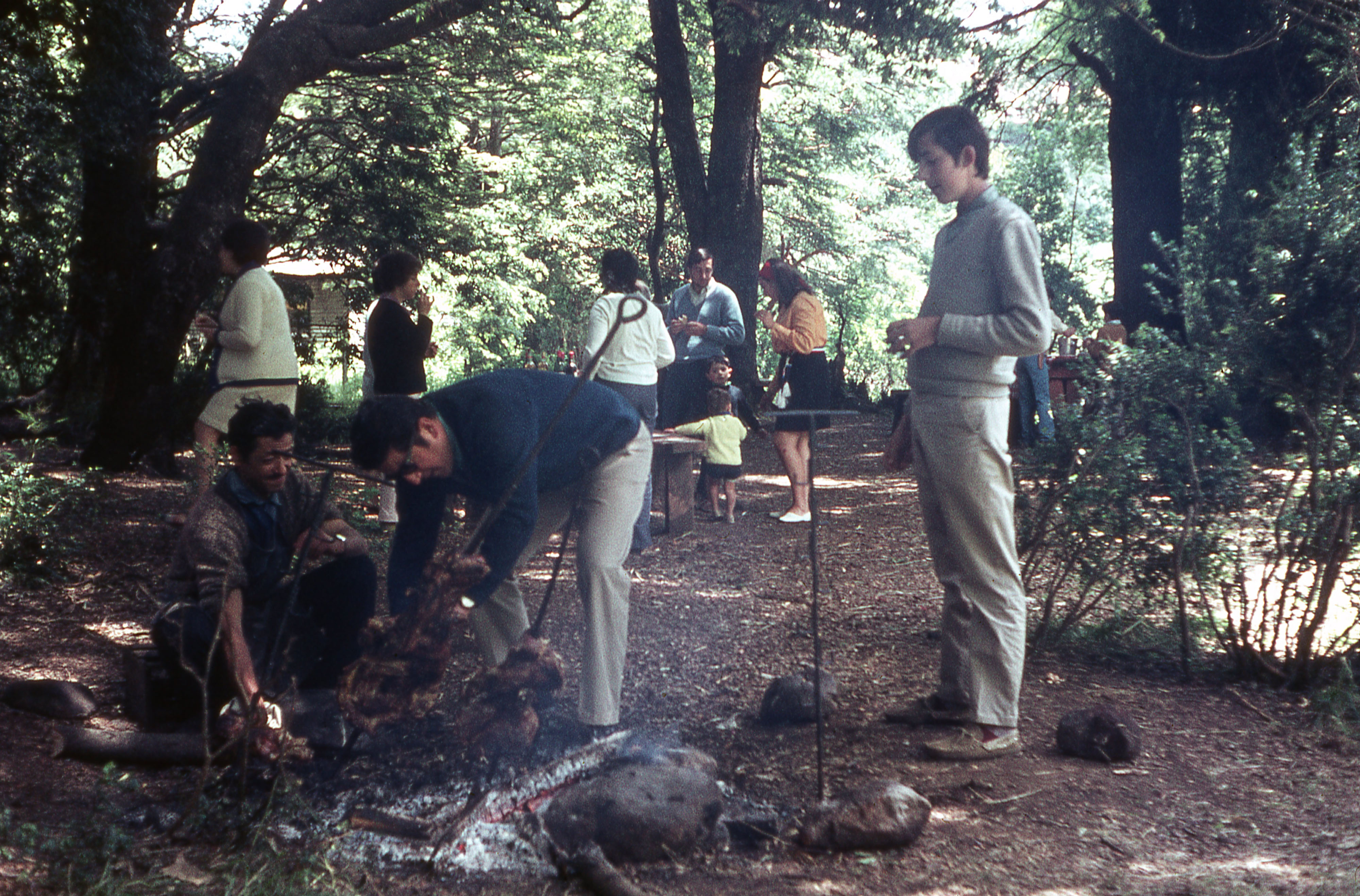 Asado a la espada en un bosque, ca. 1965