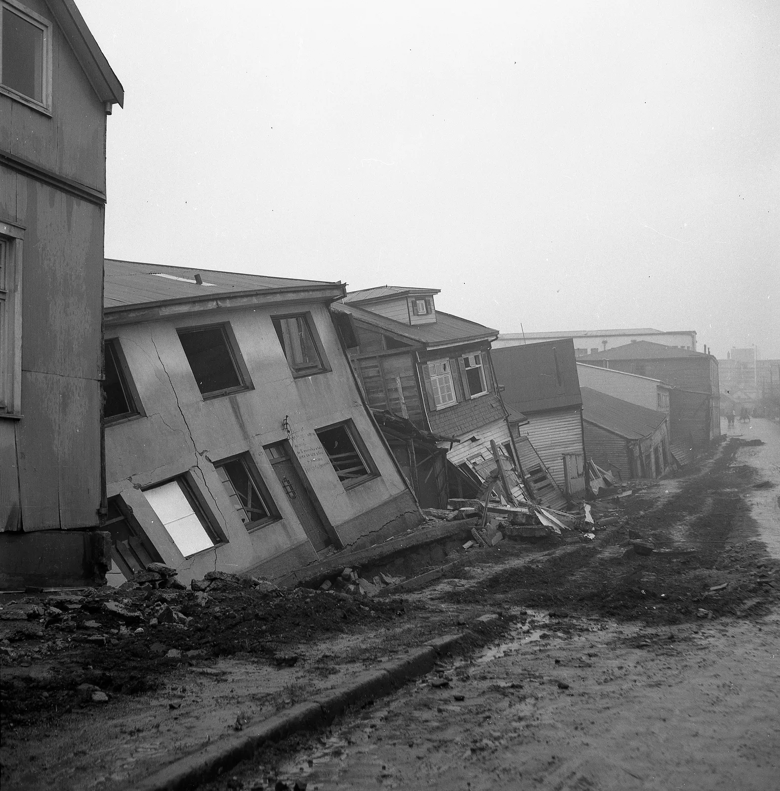 Viviendas destruidas en Valdivia tras el terremoto de 1960