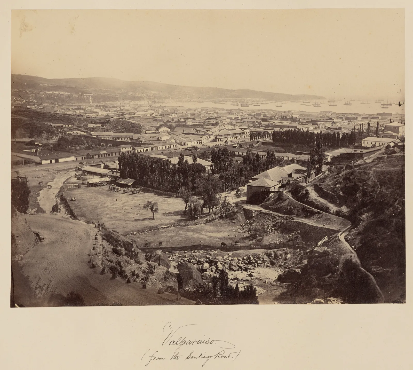 Valparaíso desde el camino a Santiago, 1860