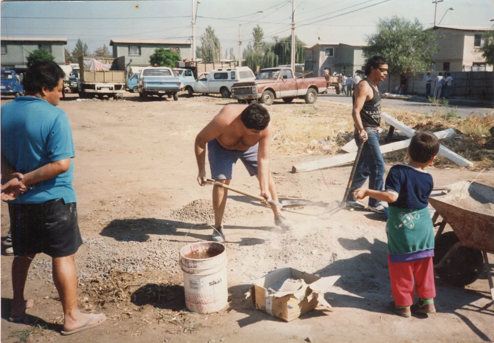 Trabajos para instalar la Cruz en Quilicura, 1996