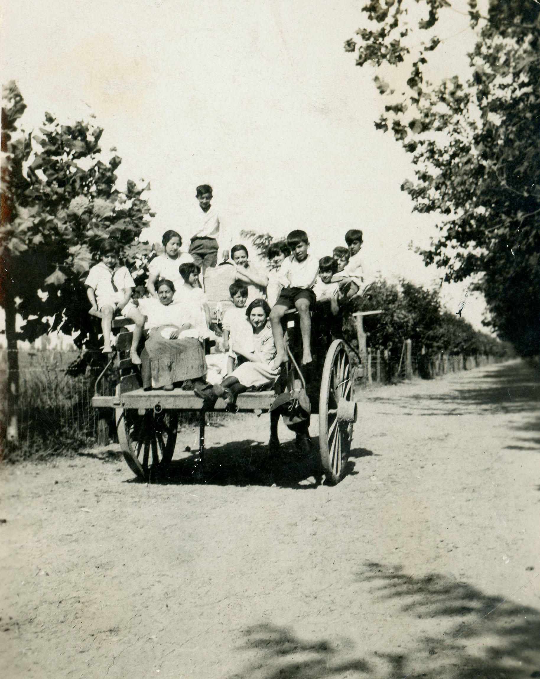 Grupo en una carreta, zona central, 1915