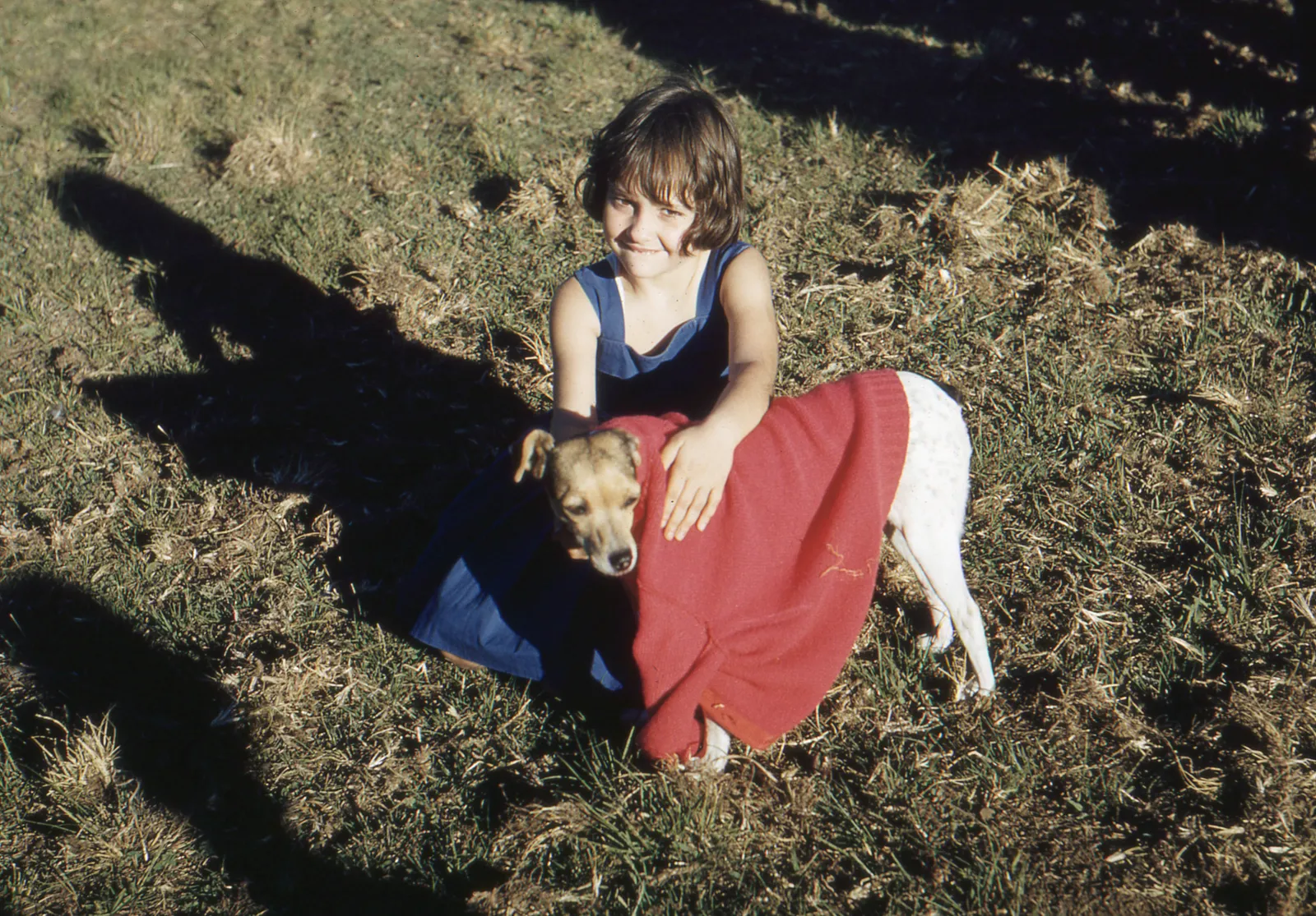 Niña jugando con perro circa. 1965